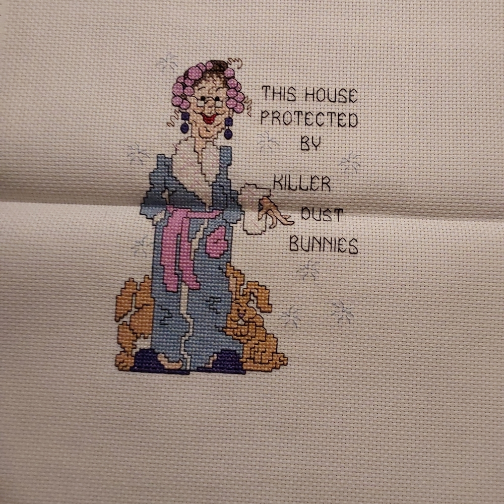Funny Cross-Stitch Art with Dust Bunnies